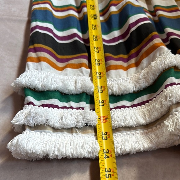 Bleu Rod Beattie Swimsuit Cover up Dress Striped Tiered Fringe Hem Embroidered S - Picture 11 of 11